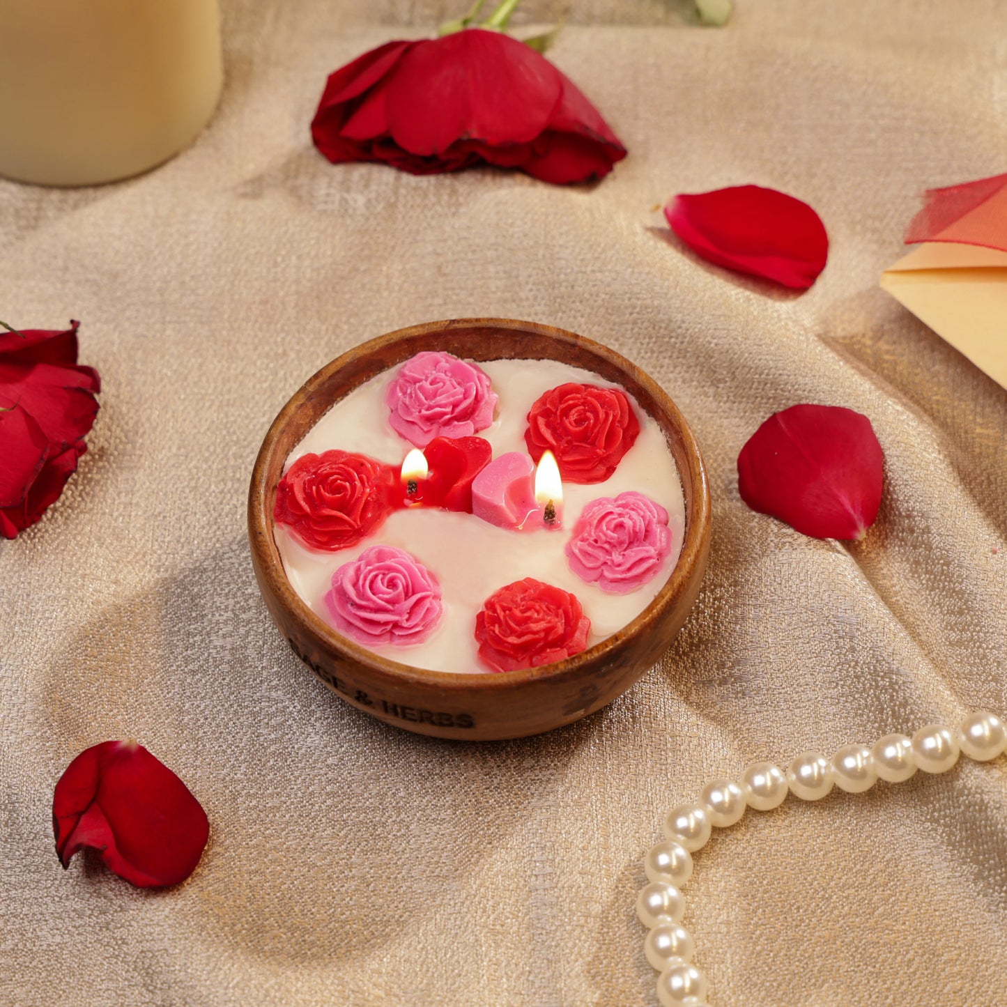 Rose Wood Bowl Candle