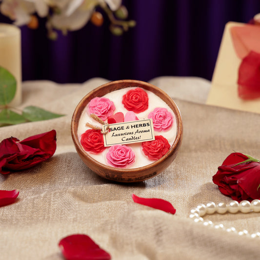 Rose Wood Bowl Candle