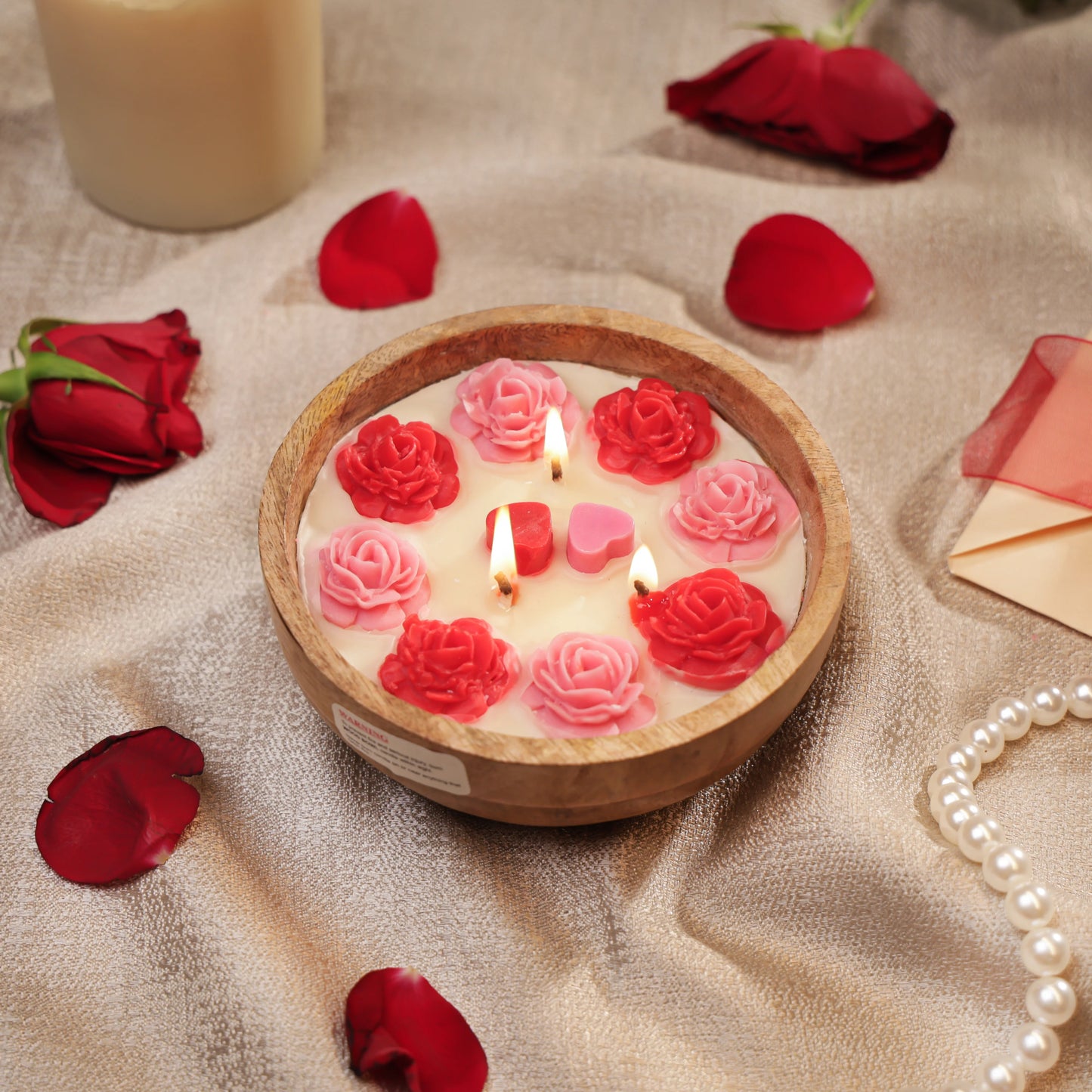 Rose Wood Bowl Candle