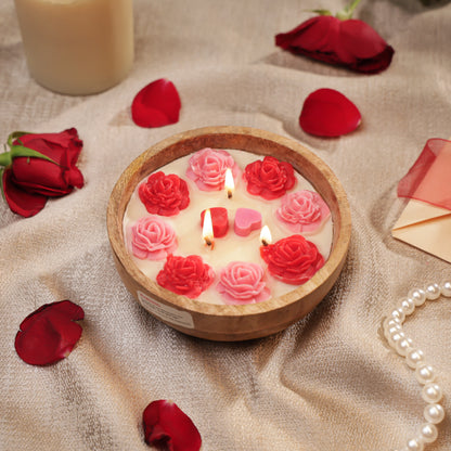 Rose Wood Bowl Candle