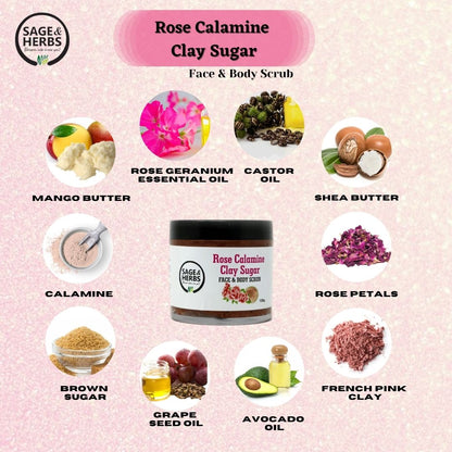 Rose Calamine Clay Sugar Face & Body Scrub