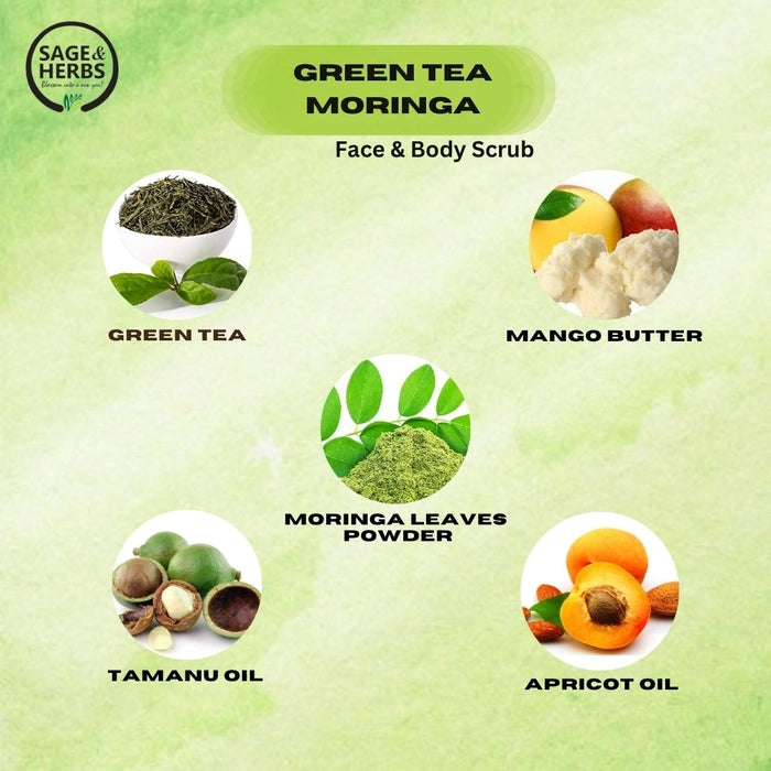 Green Tea Moringa Face & Body Scrub